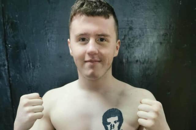 Conal McBrearty fights for the WKU Irish K1 kickboxing 66kg title