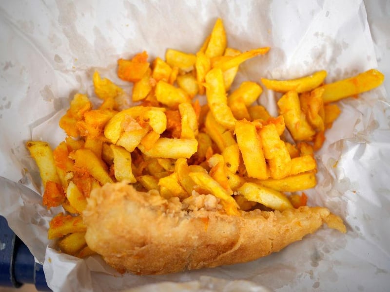 Classic fish and chips is served in this 4.6 stars chippy, with 60 reviews on Google. You can find Kiera's Chippy on Strabane Old Road. (Photo by Christopher Furlong/Getty Images)