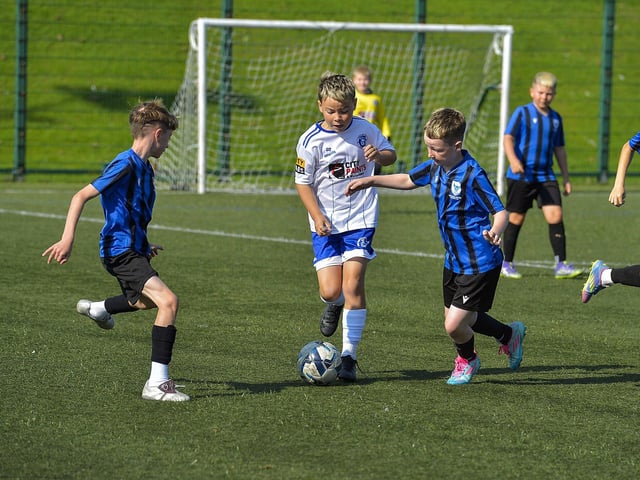 Oxford United playing Trojans at the Kian Dawson Kirk Memorial Cup competition held at Leafair. Photo: George Sweeney
