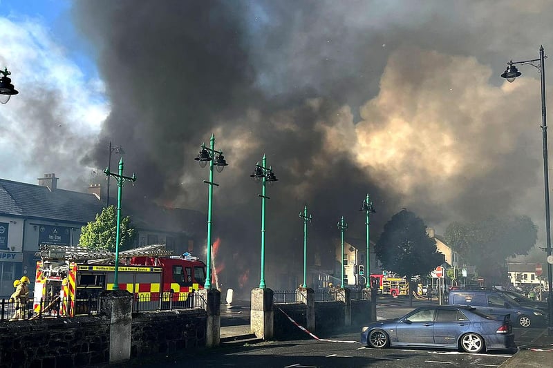 Firefighters battle a major blaze in Limavady Town Centre. Picture Chris Arthur/McAuley Multimedia