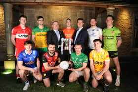 Representatives of each county at the official launch of the 2023 Dr. McKenna Cup.