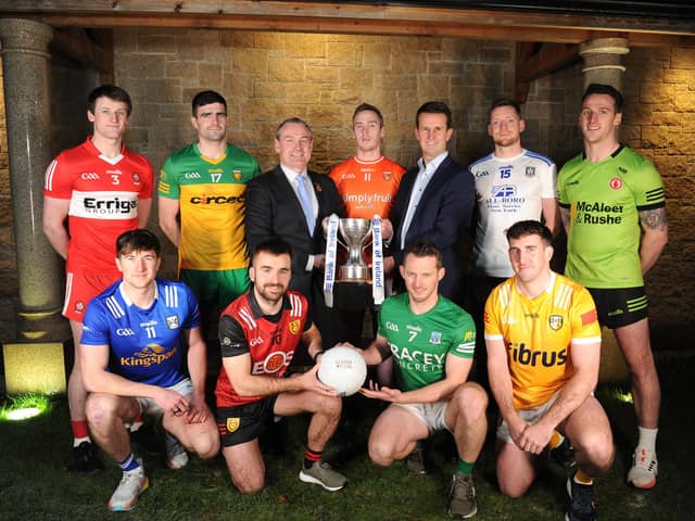 Representatives of each county at the official launch of the 2023 Dr. McKenna Cup.