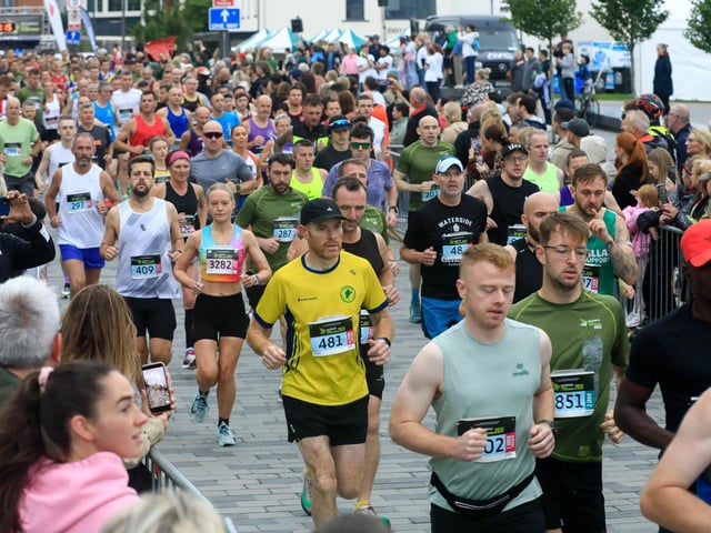 Runners taking part in the Waterside Half Marathon in Ebrington Square, on Sunday morning. (Photo - Tom Heaney, nwpresspics)