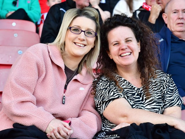 These Derry City fans are having fun in the sun at Celtic Park. Photo by Kevin Morrison.