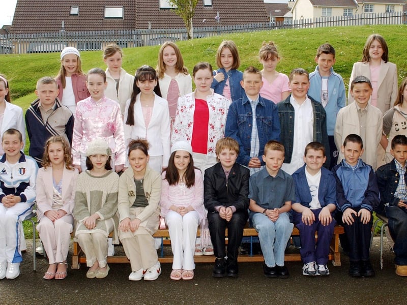 Pupils from Holy Family Primary School who were confirmed by Most Rev. Dr Francis Lagan, Auxiliary Bishop of Derry in Holy Family Church, Ballymagroarty.