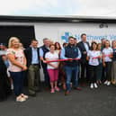 Charlie McConalogue, Minister for Agriculture, (centre) officially opening Northwest Vets at Moness, Burt, during their open day on Saturday afternoon.  Photo: George Sweeney