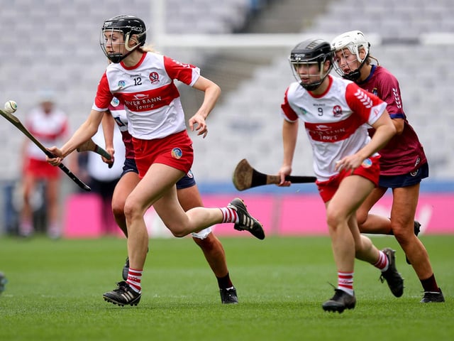 Derry’s Brid Rogers on the attack during Sunday's Very Camogie League Division 2A Final in Croke Park. (Photo: INPHO/Ryan Byrne)