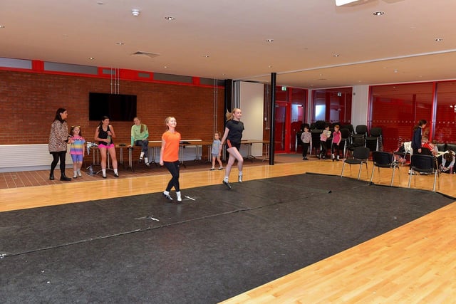Dancers from the McCloskey and McCafferty Dance Academy practice in Sean Dolans GAC’s new state-of-the-art indoor arena   Phot.o: George Sweeney. DER2305GS – 90