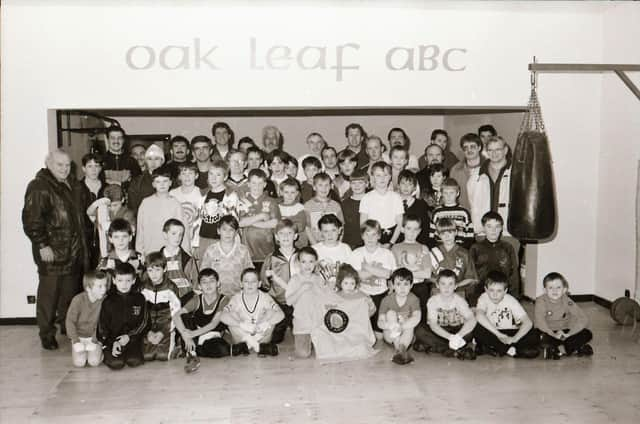 Oakleaf boxers and coaches pictured at the club's opening night in Meehan Square on November 1992.