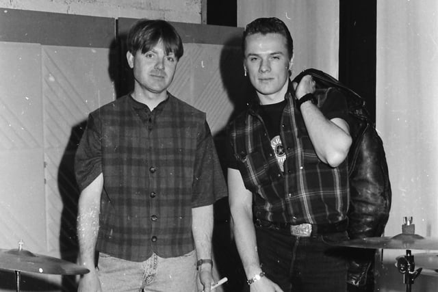 Drummers in arms Billy Doherty and Larry Mullen Jr.