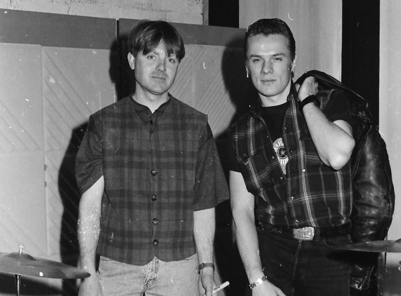 Drummers in arms Billy Doherty and Larry Mullen Jr.