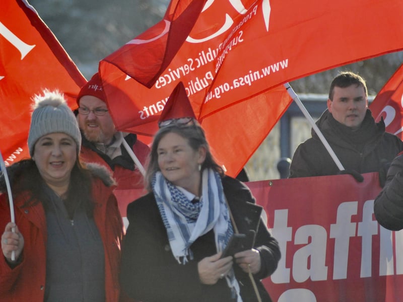 Striking public sector workers in Derry.