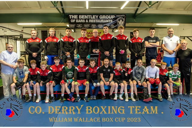 The Co. Derry Boxing Team and coaches ahead of their trip to Stirling, Scotland for the William Wallace Box Cup.