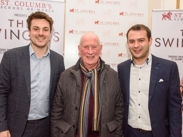 Louis Fields and Nicky Morton, founders of St.Columb’s School of Music pictured with Donald Hill as they hosted the School’s annual Gala concert in St.Columb’s Hall headlined by the Swingles, Picture Martin McKeown.