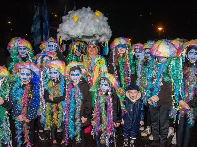 On the Ninth Wave, the parade in Derry which brought the annual Derry City and Strabane District Council Halloween Awakening of the Walled City to a dramatic conclusion followed by a fireworks display over the River Foyle. Picture Martin McKeown. 31.10.22