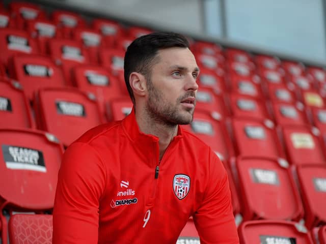 Derry City’s new striker Pat Hoban pictured at the Brandywell Stadium, on Wednesday afternoon.  Photograph: George Sweeney
