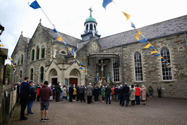 Churchgoers taking part in the Rosary in Irish at the Calvary in the grounds of St. Columba’s Church, Long Tower as part of St Columba’s Day celebrations. (Photo - Tom Heaney, nwpresspics)