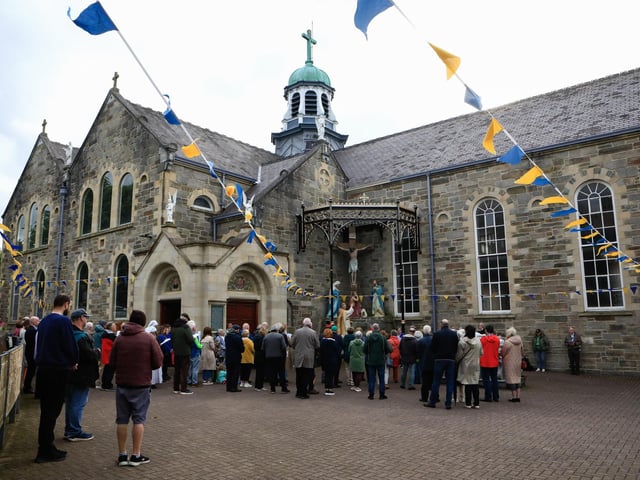 Churchgoers taking part in the Rosary in Irish at the Calvary in the grounds of St. Columba’s Church, Long Tower as part of St Columba’s Day celebrations. (Photo - Tom Heaney, nwpresspics)