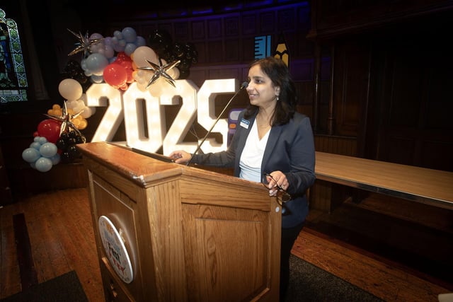 Dr. Sumeeta Gupta, addressing the attendance at Friday's NI Maths Fest in the city's Guildhall. (Photos: Jim McCafferty Photography)