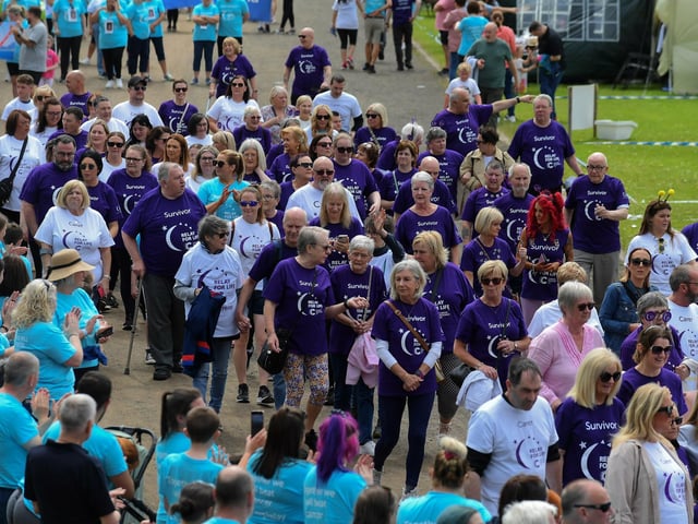 Almost one hundred cancer survivors took part in an inspiring Lap of Honour around St Columb’s running track prior to 40 fund-raising teams beginning the opening laps of the 24 hour Legenderry Relay for Life. Photo: George Sweeney.