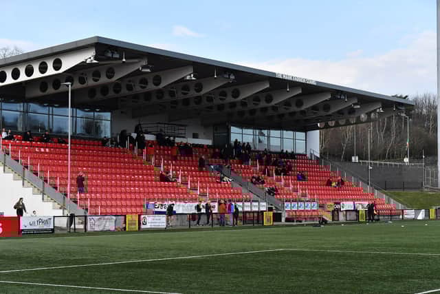 The Mark Farren Stand in the Ryan McBride Brandywell Stadium.  Photograph: George Sweeney