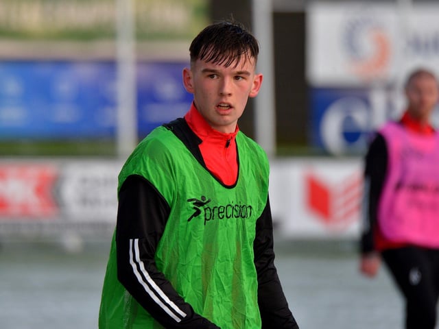 Derry City youngster Liam Mullan pictured during training at the Brandywell Stadium on Monday afternoon. Picture: George Sweeney. DER2304GS – 06