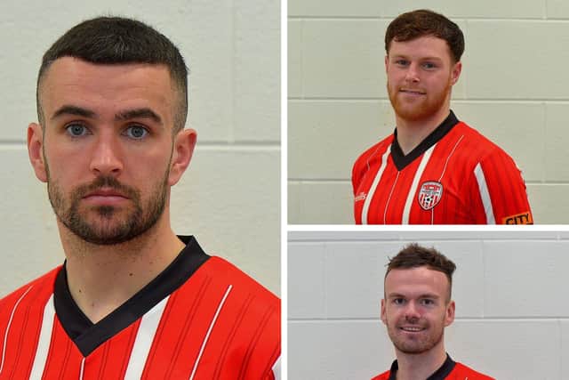 Derry City's injured trio Michael Duffy, Cameron McJannet and Cameron Dummigan.