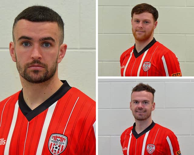 Derry City's injured trio Michael Duffy, Cameron McJannet and Cameron Dummigan.