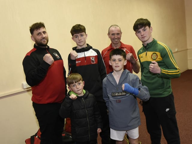 Members of Carndonagh Boxing Club pictured at St Joseph's ABC annual show at Gransha.
