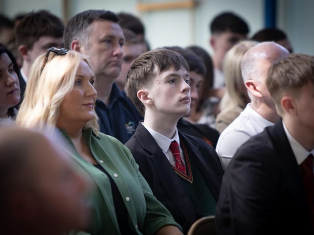 Students and parents attending the Year 12 Leavers Mass at St. Joseph's Boys School on Wednesday. : .