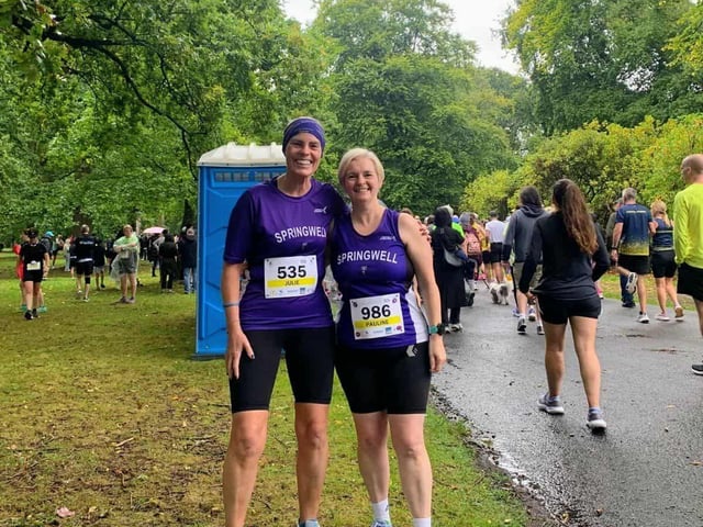 Julie Corbett and Pauline Duke in the Ormeau Park at the Laganside 10km