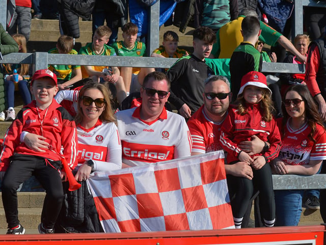 Fans in Celtic Park for the Derry v Donegal game. Photo: George Sweeney