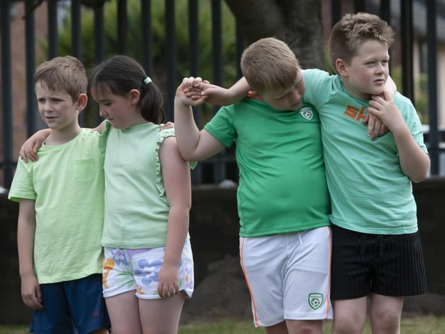 Awaiting the start of the Three Legged Race at Greenhaw.