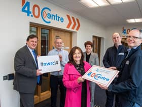 Pictured at the opening of the Industry 4.0 centre at NWRC are: Leo Murphy, Principal and Chief Executive of NWRC, Dr Mark Gubbins, Director of Development, Seagate Technologies, Belinda Tunnah, Department for the Economy, Jennifer McKeever, Chair of NWRC's Governing Body. Cathal Ferry, i4.0 Centre Manager, and Dr. Fergal Tuffy, NWRC Business Support Centre Manager. (Pic Martin McKeown)
