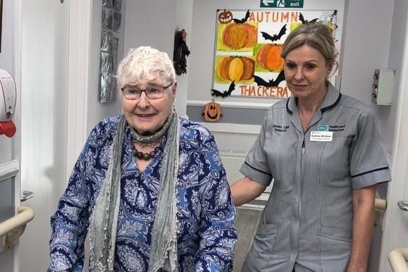 Ann Hull, at Thackeray Day Centre with Siobhan McAteer, Physiotherapy Assistant