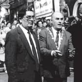 John Hume, and Bill Clinton on his first ever visit to Derry in 1995, pictured with then Mayor of the city, the late SDLP Councillor Joihn Kerr. 