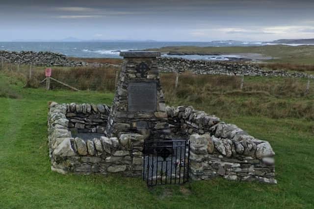 A memorial to the dead which was erected near Sanaigmore Bay