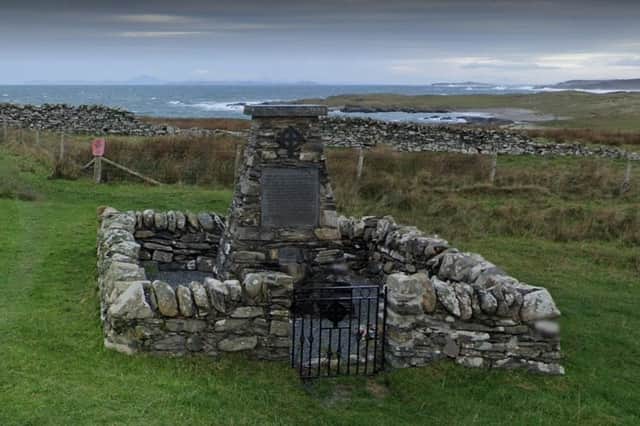 A memorial to the dead which was erected near Sanaigmore Bay