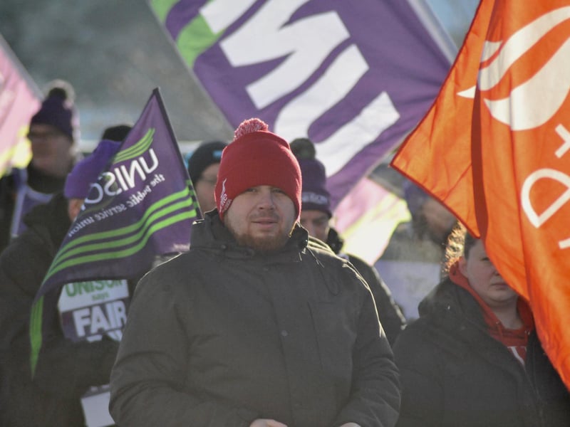 Striking public sector workers in Derry.
