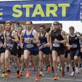 AND THEY'RE OFF: The front runners at the start of this years Strabane Lifford Half Marathon.  (North West Newspix)