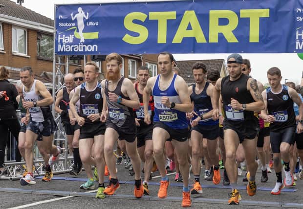 AND THEY'RE OFF: The front runners at the start of this years Strabane Lifford Half Marathon. (North West Newspix)