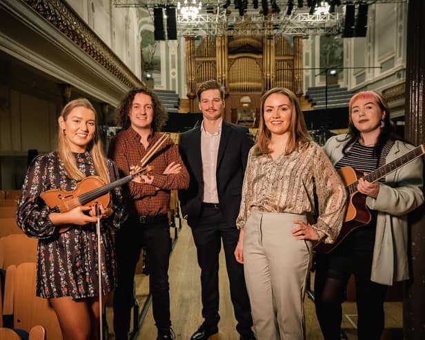 Pictured are some of the 2023/24 recipients of the BBC NI/Arts Council NI Young Musicians' Platform Award including traditional musician, Méabh Smyth, jazz musician, Andrew McCoubrey, classical musician, Owen Lucas,  classical musician, Rebecca Murphy, and singer-songwriter, Eve-Belle Murtagh.  Applications are now open for the 2025/26 NI Young Musicians' Platform Award at www.artscouncil-ni.org