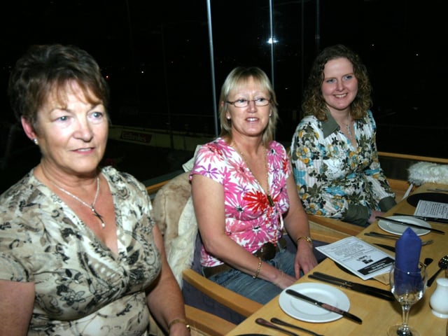 Kathleen Duncan,Mary McGettigan, Colette Ryle 0210JML : Derry and Donegal folk out for a night at the Lifford Races back in February 2006.