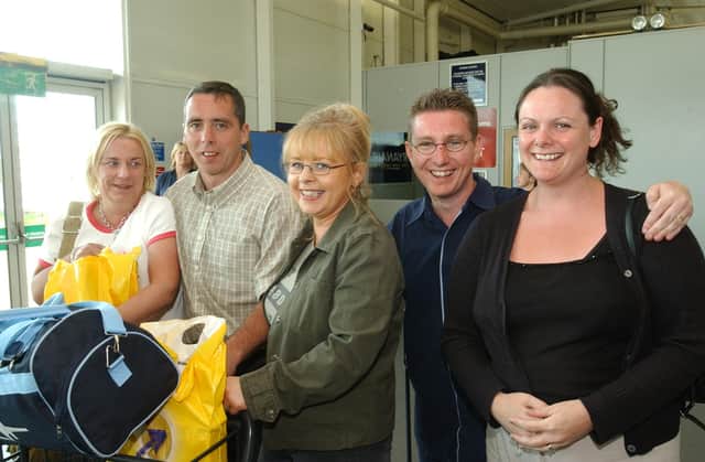 Majorca bound on the first flight to Spain from City of Derry are from left: Anthea McDaid, Donal O'Neill, Dierdre O'Neill, Damian McMahon and Debra McMahon. (1605PG07)
