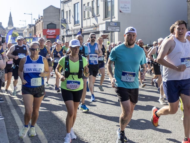 A section of the runners at the start of the Strabane Lifford Half Marathon on Sunday.