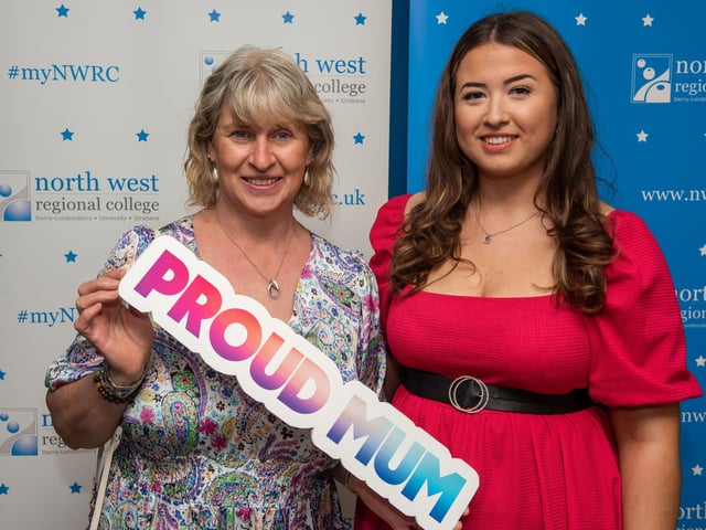 Welding student Chloe Rankin pictured mum Irene at the Best in FE Awards at North West Regional College.
