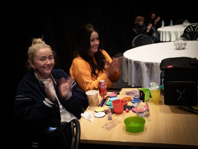 Even the facepainters Aimee and Laura Kennedy enjoyed the Féile’s New Year Gathering event - Banyan Theatre’s “Don’t Let the Bed Bugs Bite” at Newgate on Saturday.