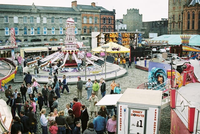 In spring 2005, Cullen’s Funfair took over Foyle Street with roller coasters, a carousel, bumper cars, and more.