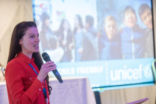 Speaking at Derry City and Strabane District Council’s Good Relations Team Let’s Talk event. Picture Martin McKeown. 24.11.23