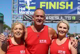 Members of Star Running Club are all smiles after completing the Strabane Lifford Half Marathon on Sunday.